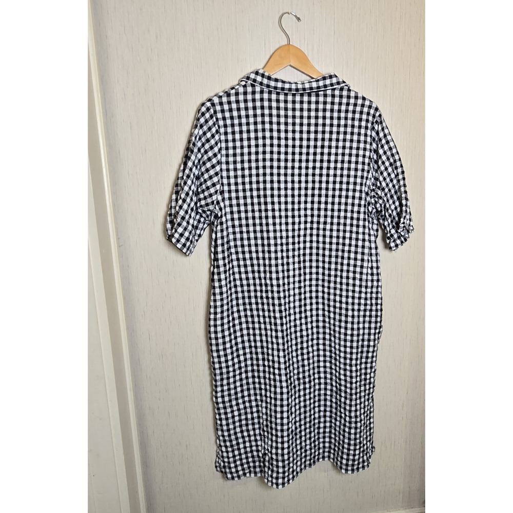 Black & White Gingham Check Large Causal Knee Length Dress, Brand - EMBELLISH - Picture 11 of 11